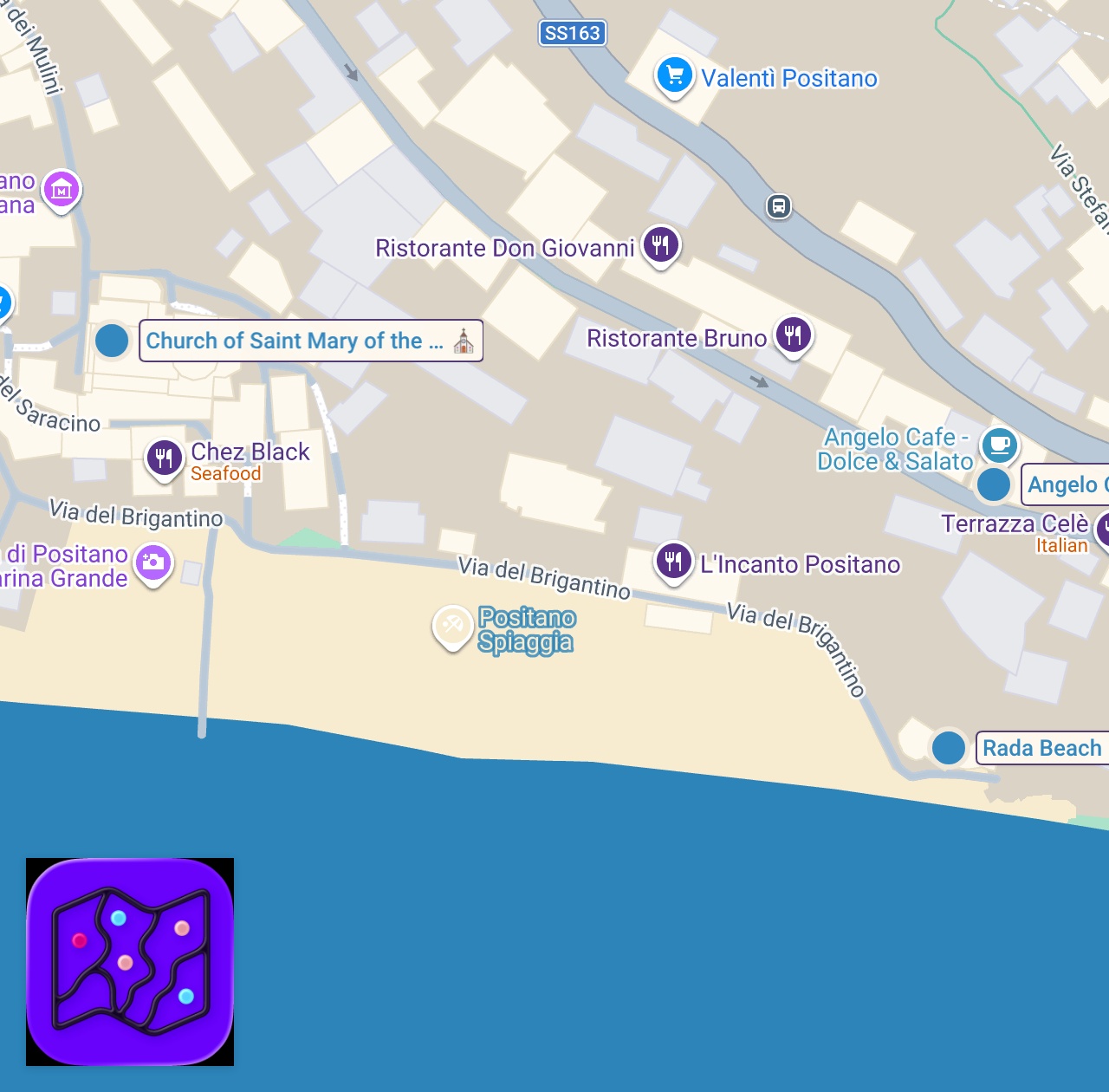 Map of 3 spots from How to Spend 1 Day in POSITANO Italy | Travel Itinerary