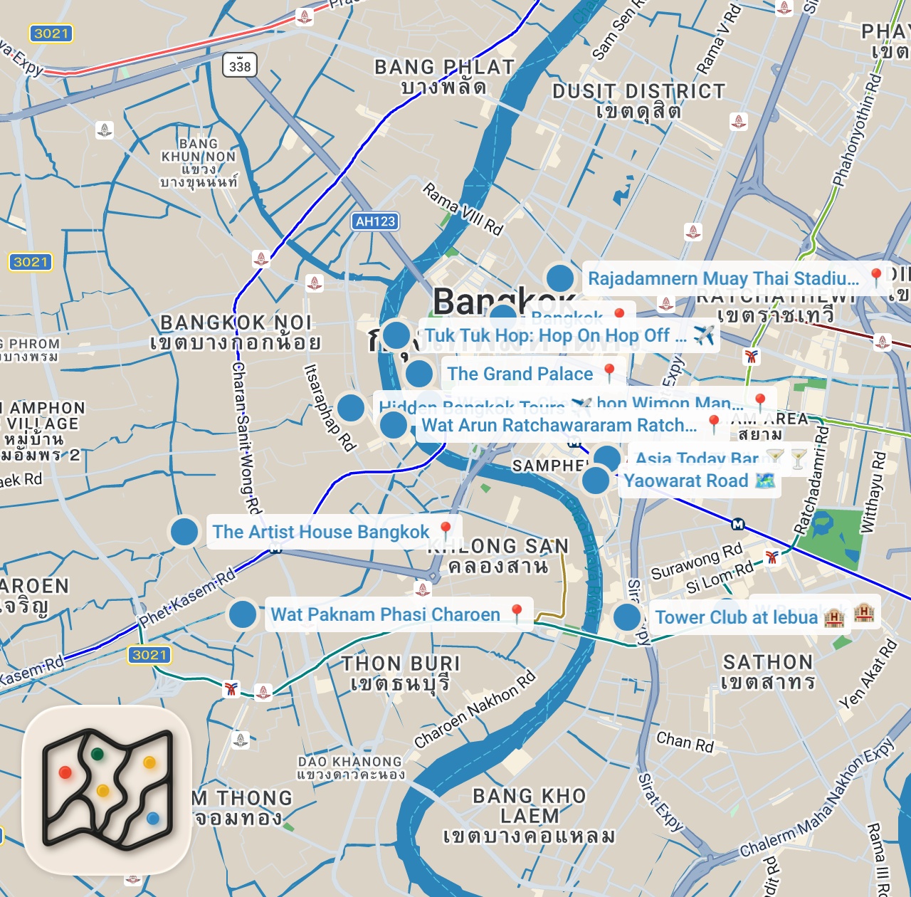 Map preview for The ONLY Bangkok Itinerary You Will EVER Need (2026)