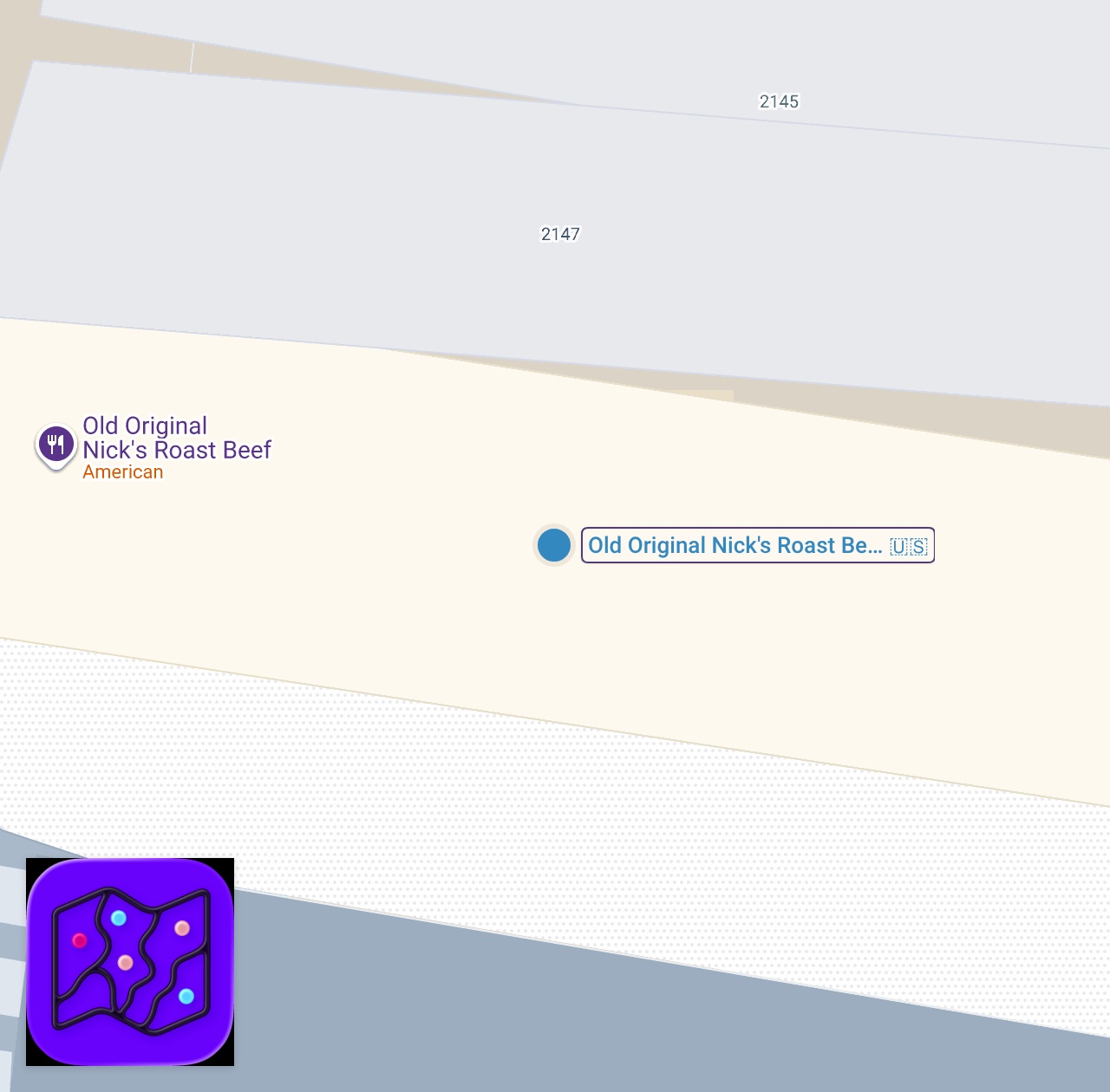 Map of 1 spots from Follow The Glowing Sign That Reads ‘Roast Beef’