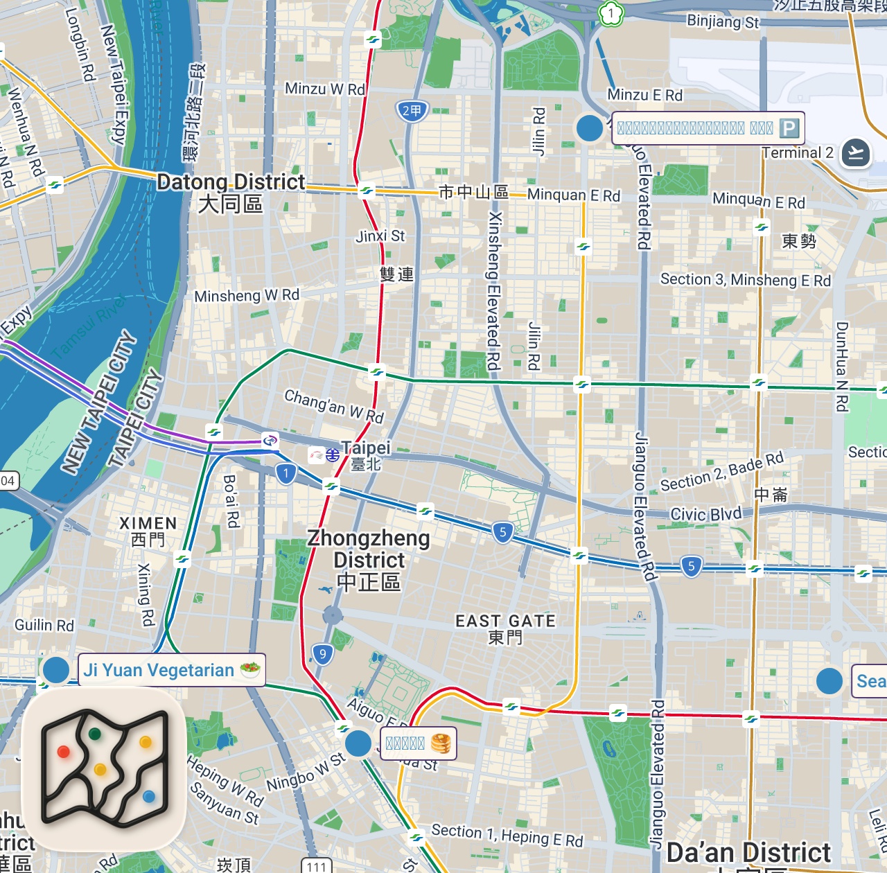 Map of 4 spots from Extremely Popular Taiwanese Food - 40 POTS AT A TIME!! | Best Restaurants in Taipei!