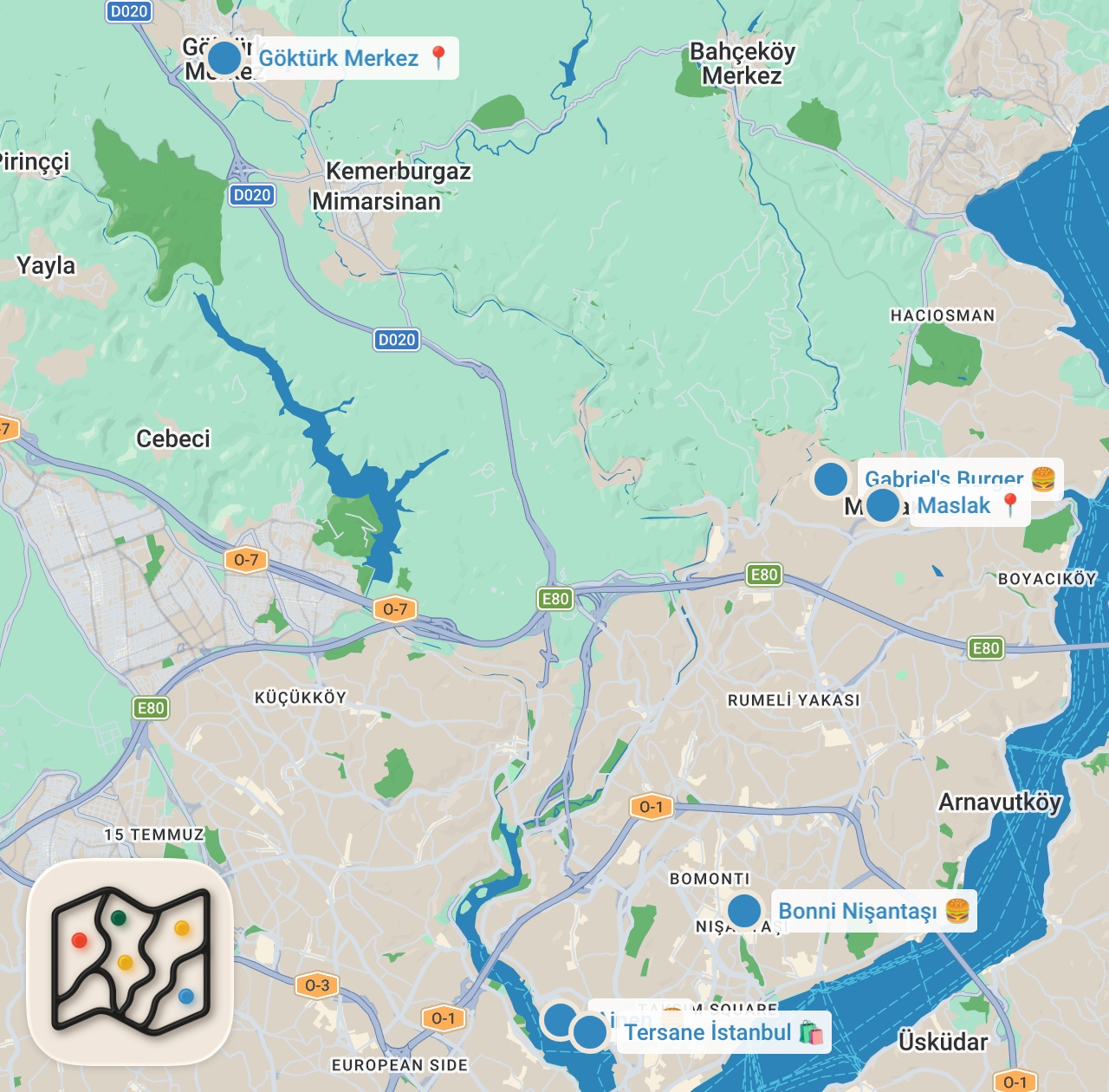 Map preview for İSTANBUL HAMBURGER REHBERİ 🍔 | Avrupa Yakası’ndan 3 Burger Durağı