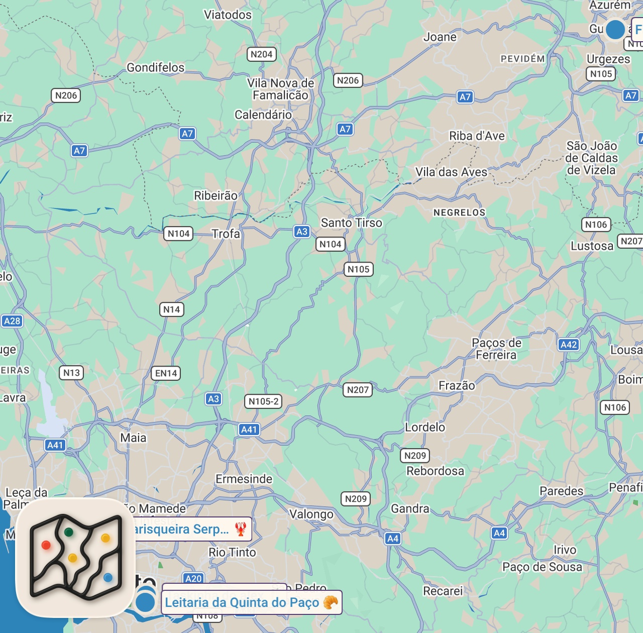 Map preview for 48H In PORTUGAL : Incredible Eats in Porto & Guimarães - From Éclairs to Seafood
