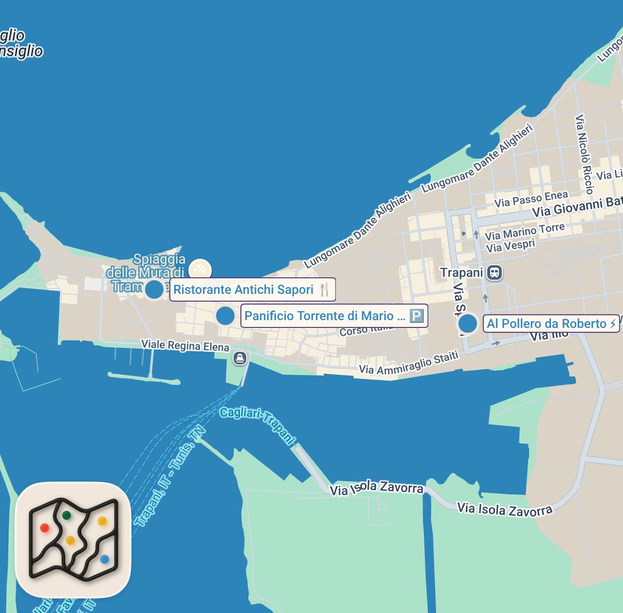 Map preview for More ITALIAN FOOD in Trapani 🇮🇹 – Sicilian Arancini, Seafood & Fresh Pasta