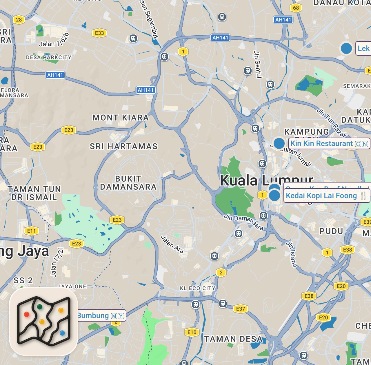 Map preview for MALAYSIAN STREET FOOD 🇲🇾 - Ultimate street food tour of Kuala Lumpur, Malaysia!