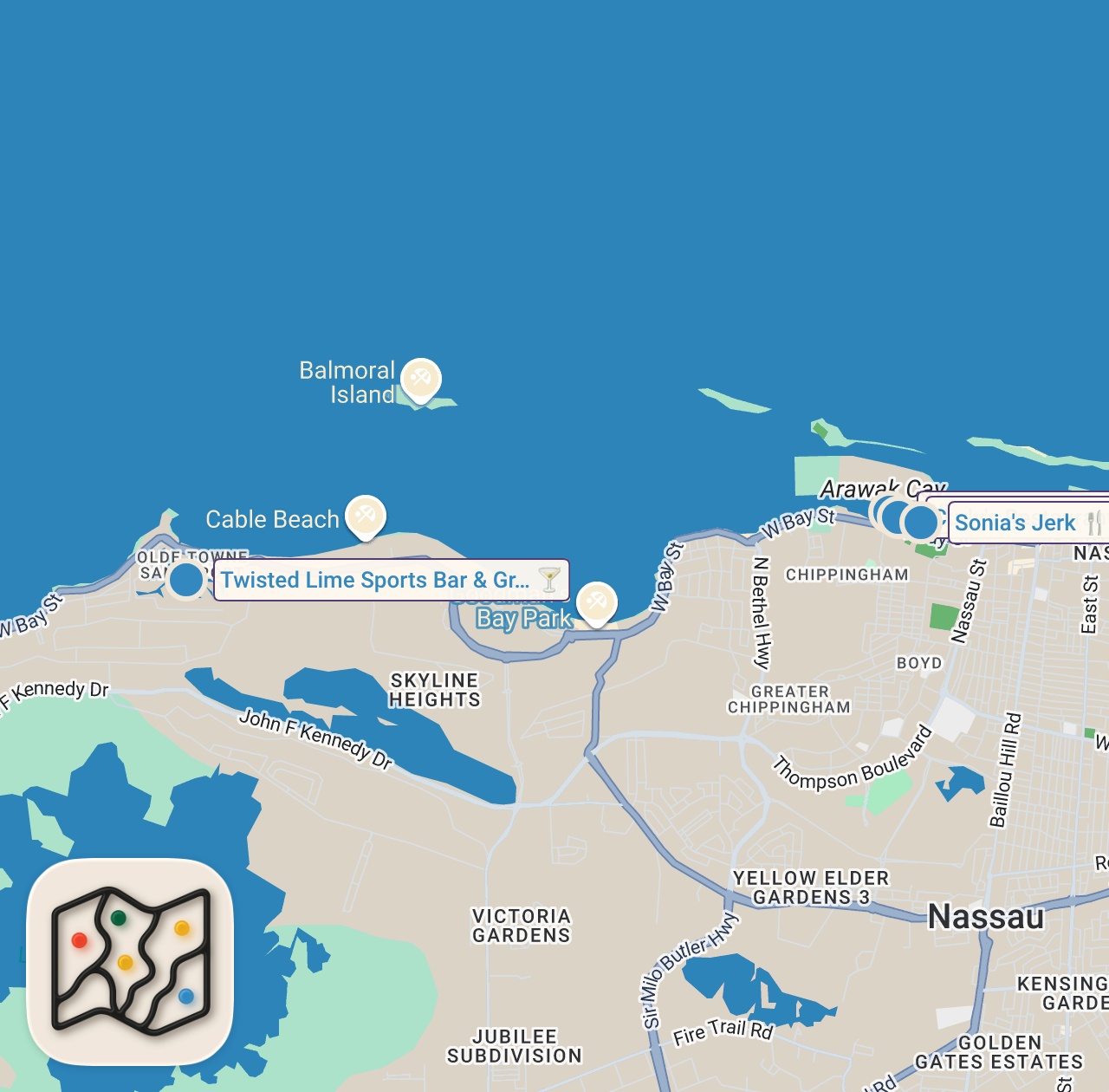 Map preview for Top 8 BEST Local Eats in The Bahamas You NEED to Try! Ultimate Bahamian Food Guide