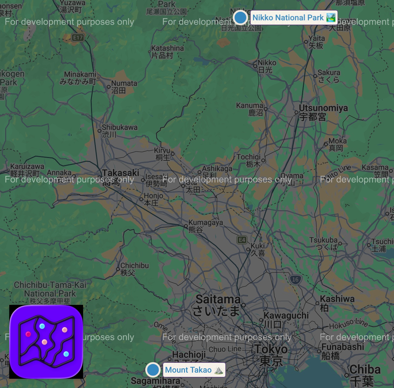 Map of 2 spots from 6 UNMISSABLE Day Trips from Tokyo | Ultimate Japan Travel Guide