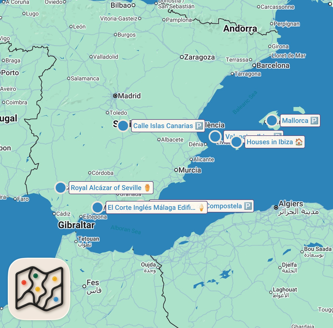 Map of 8 spots from ✈️ TOP 10 España ⭐️ Que Ver y Hacer en España