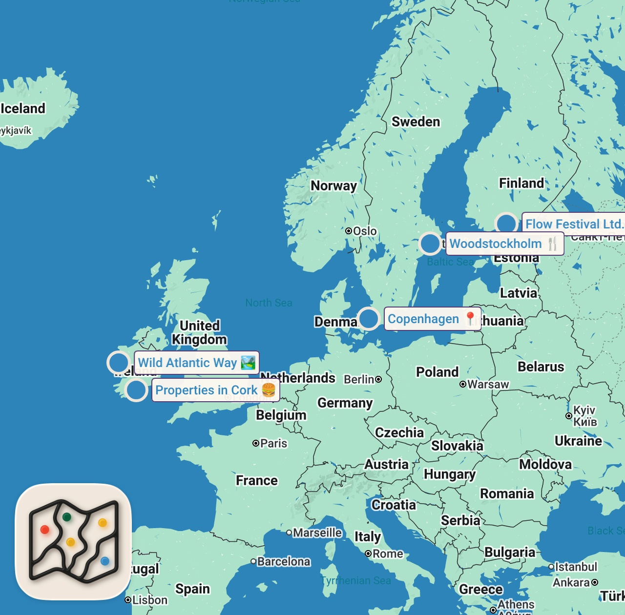 Map of 5 spots from AWESOME NEW VLOG SERIES!!!