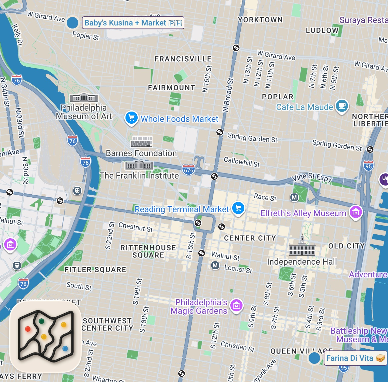 Map of 2 spots from Filipino Version of the Philly Roast Pork Sandwich