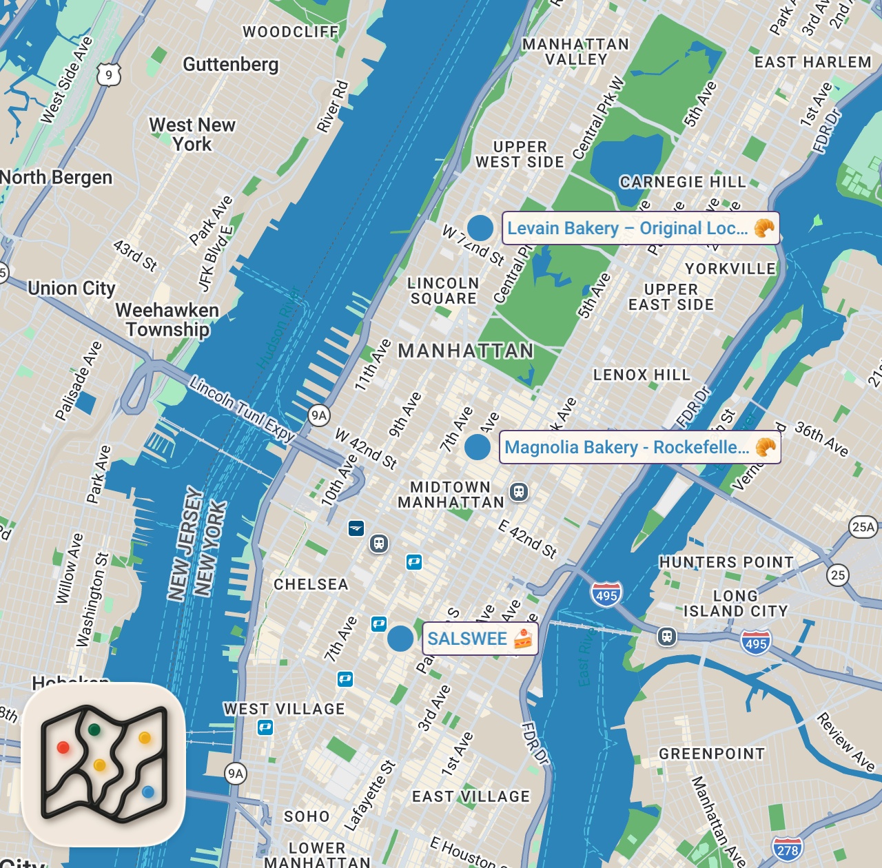 Map of 3 spots from Best Desserts in NYC | New York City Dessert Tour