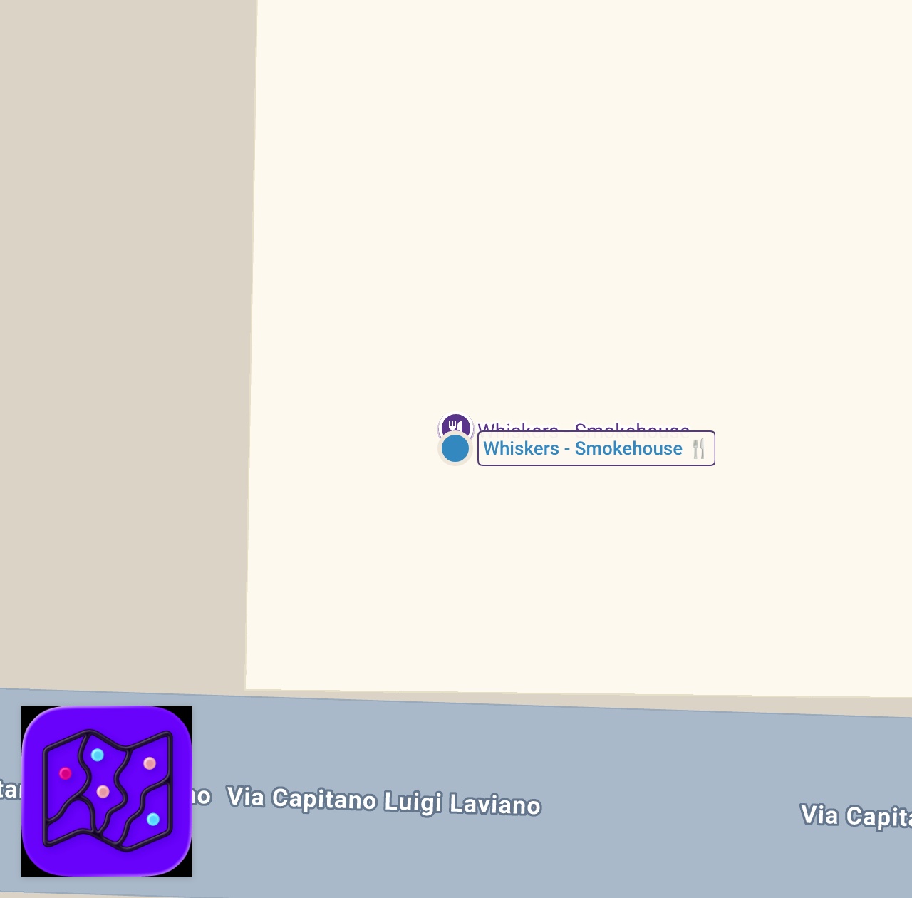 Map of 1 spots from MANGIO NEL LOCALE BBQ PIÙ VIRALE D'ITALIA!! - Whiskers Smokehouse