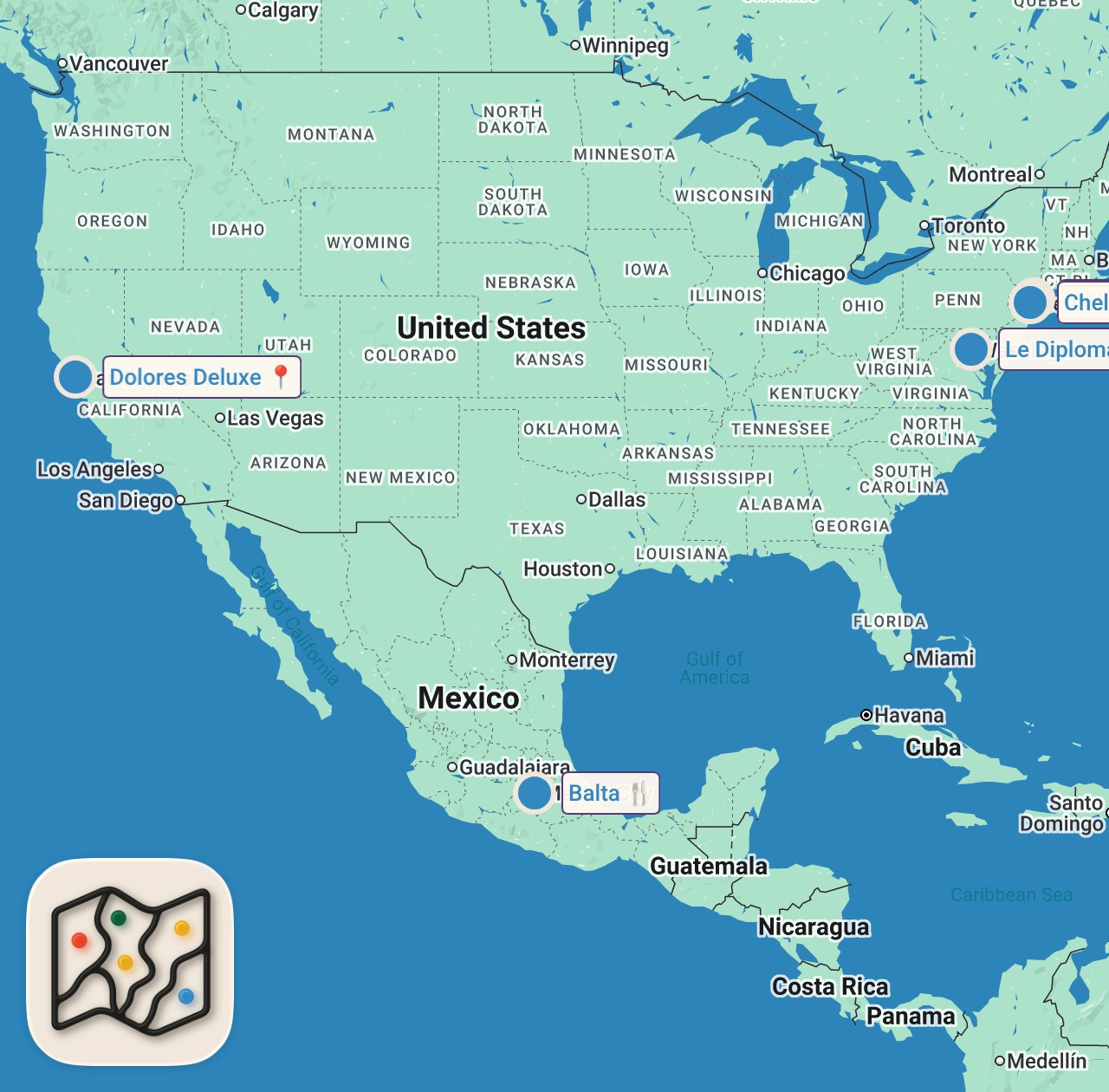 Map of 7 spots from I Asked 10 Chefs to Make Their Favorite Soup!