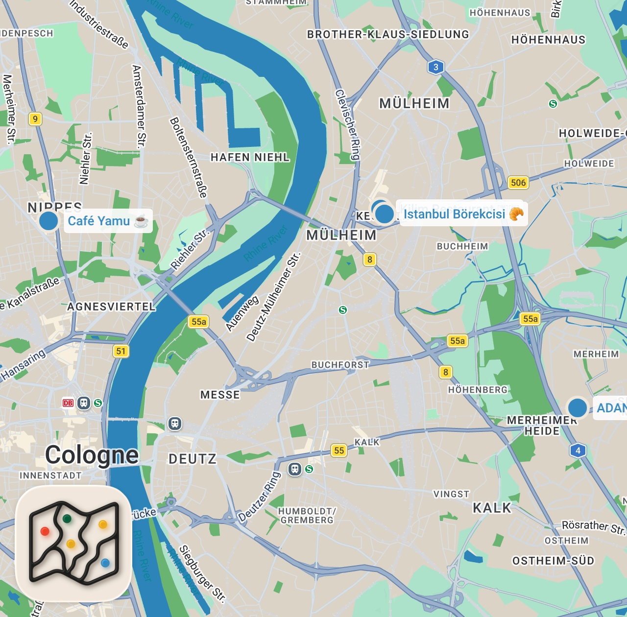 Map preview for 24 Stunden TÜRKISCH essen in Köln 🇹🇷