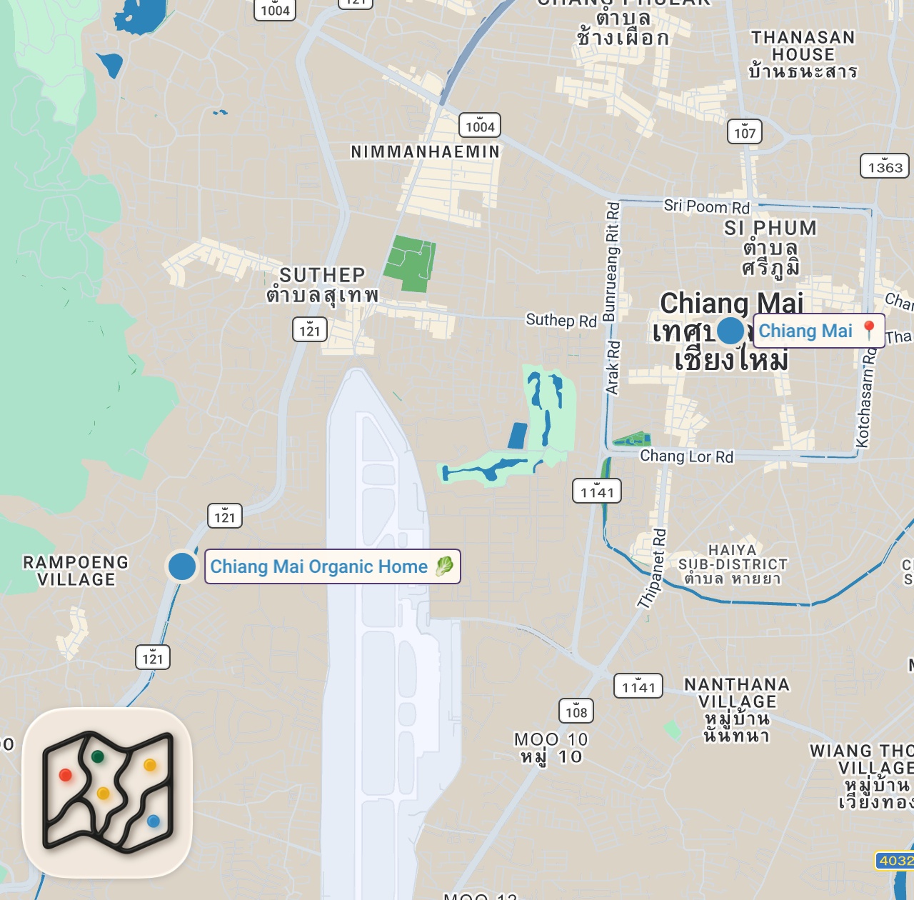 Map of 2 spots from Extreme Food Backyard!! SMOKED CATFISH + Jungle Beans - Thailand Farm to Table!!