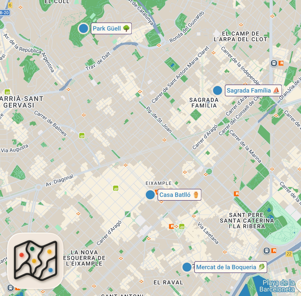 Map of 4 spots from Top 10 Things to Do in Barcelona |  Spain Travel Guide