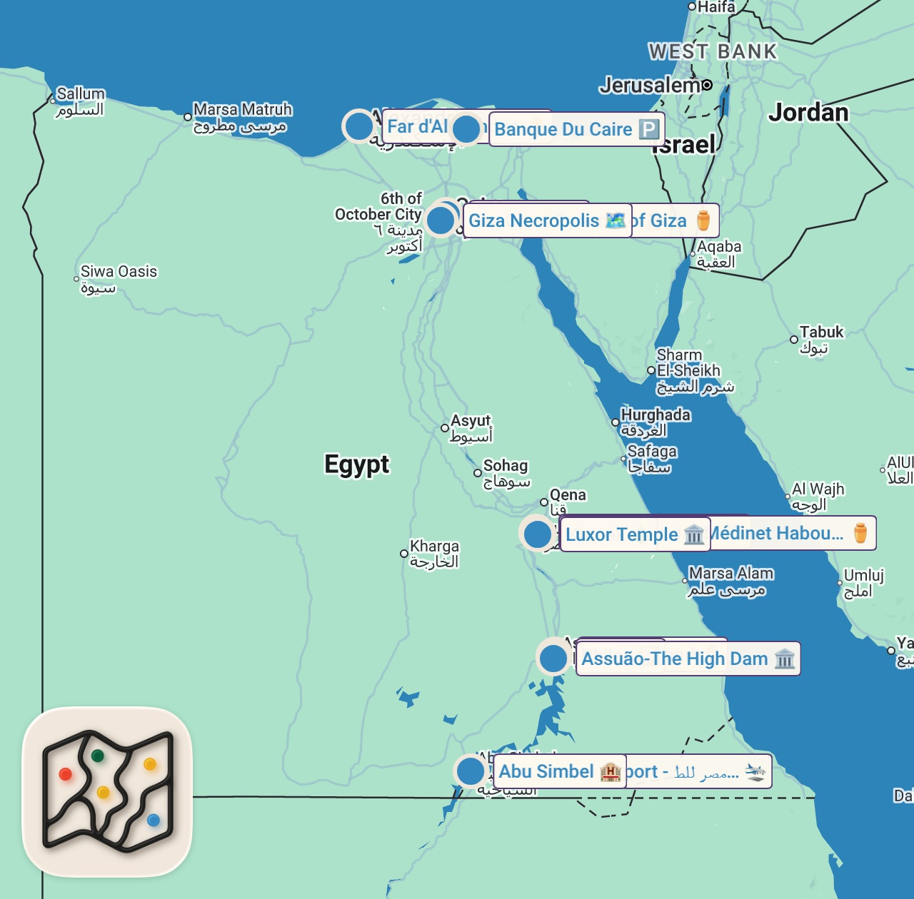 Map of 17 spots from The truth about Egypt