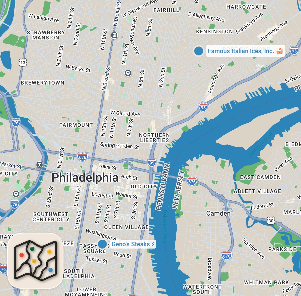 Map preview for My 24-Hour Search for Philly’s Best Food!