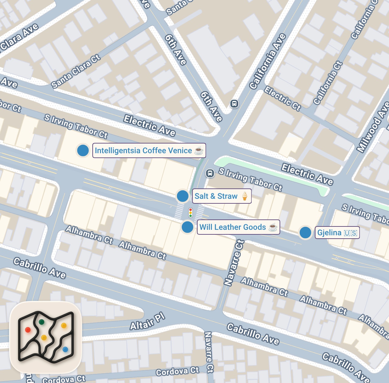 Map of 5 spots from VENICE BEACH Shopping Challenge | Los Angeles, California