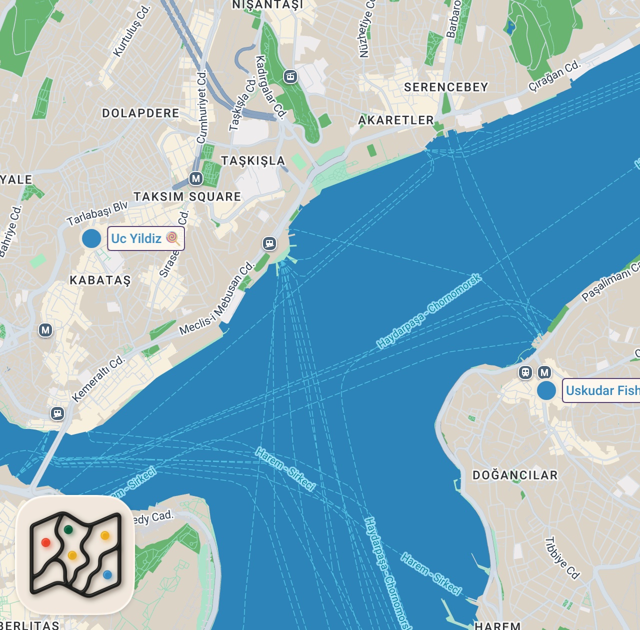 Map of 2 spots from İstanbul’un 100 yıllık şekerlemecisinde, üç kuşaktır aynı özenle yaşatılan eski tatlar.