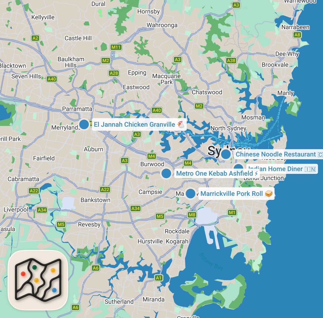 Map preview for Australian Fast Food!! 🇦🇺 TOP 5 CHEAP EATS in Sydney, Australia!