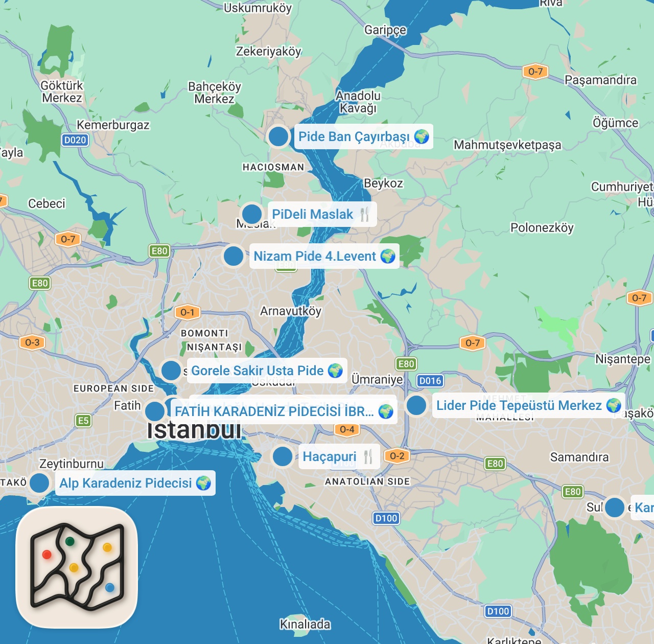 Map preview for İSTANBUL'UN EN İYİ PİDELERİ - Ayaküstü Lezzetler