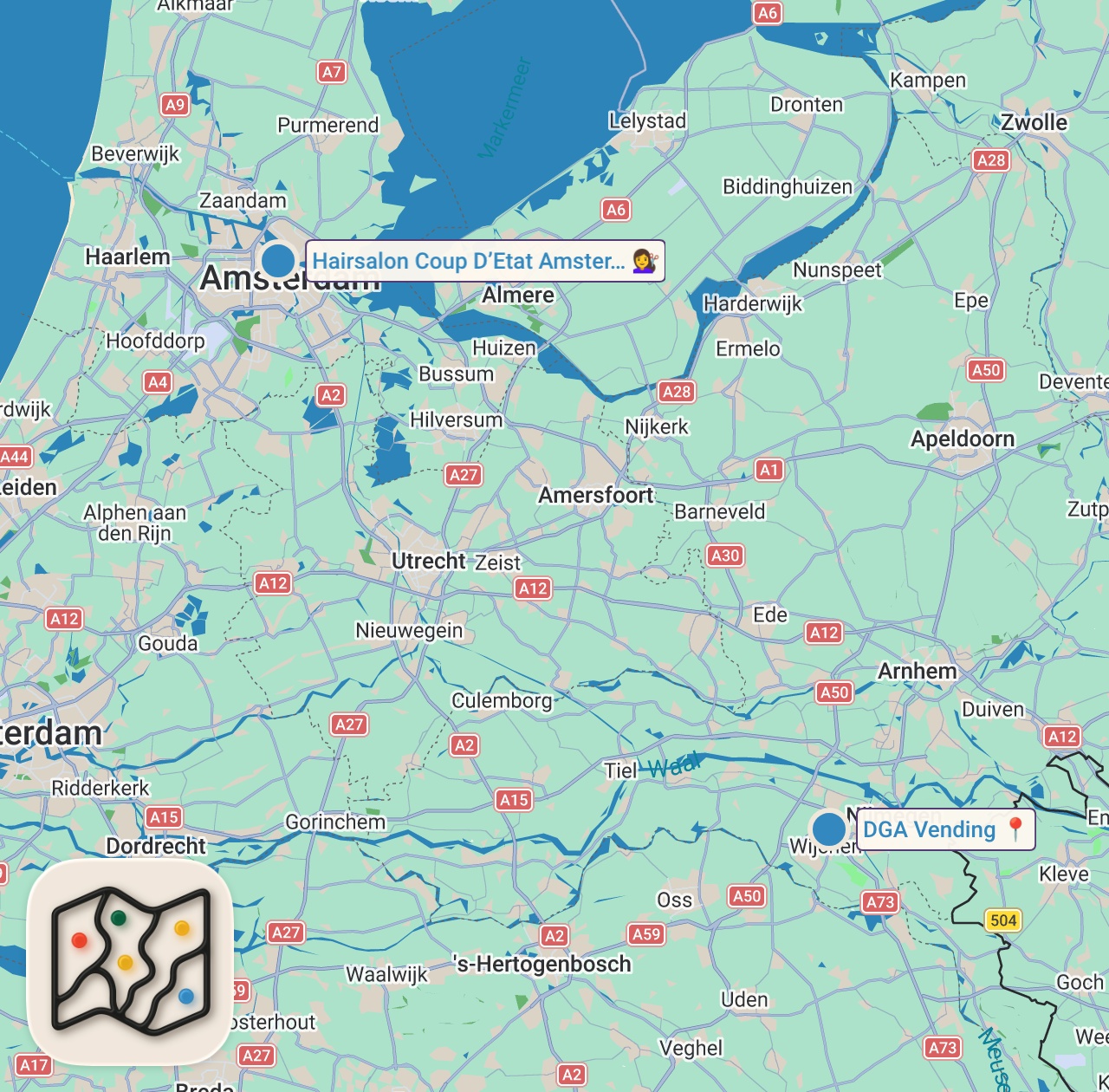 Map of 2 spots from TOP 5 Must Try DUTCH FOOD in the Netherlands! (First Time Guide)