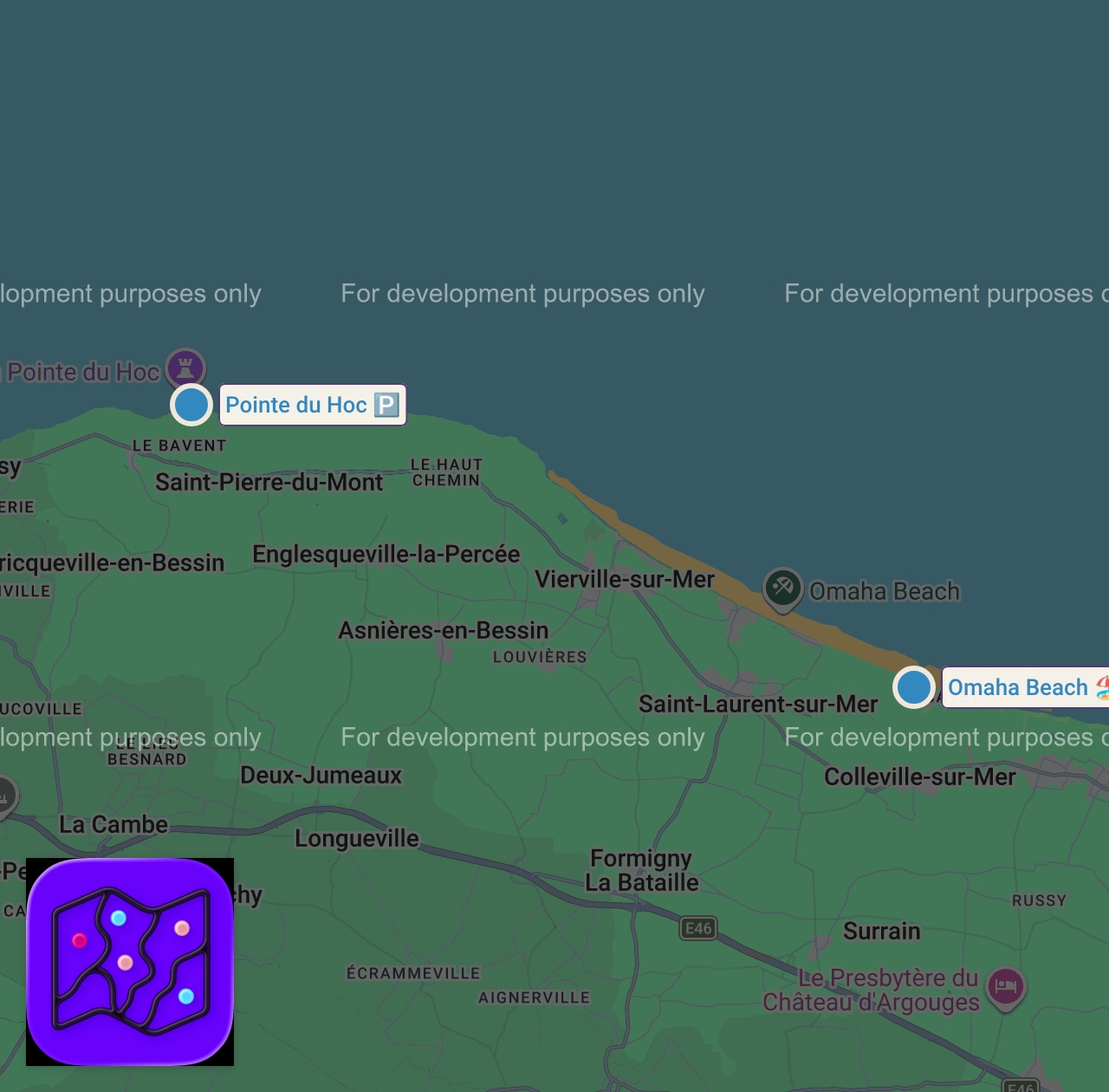 Map of 2 spots from Excursion d'une journée en Normandie sur les sites américains du Débarquement depuis Paris avec E...
