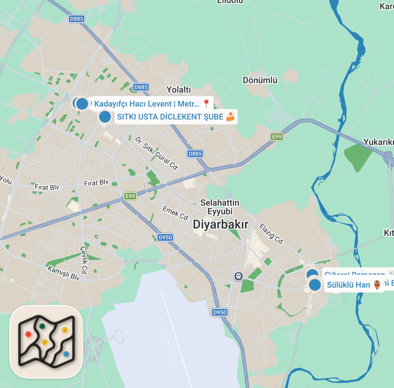 Map preview for DİYARBAKIR LEZZETLERİ