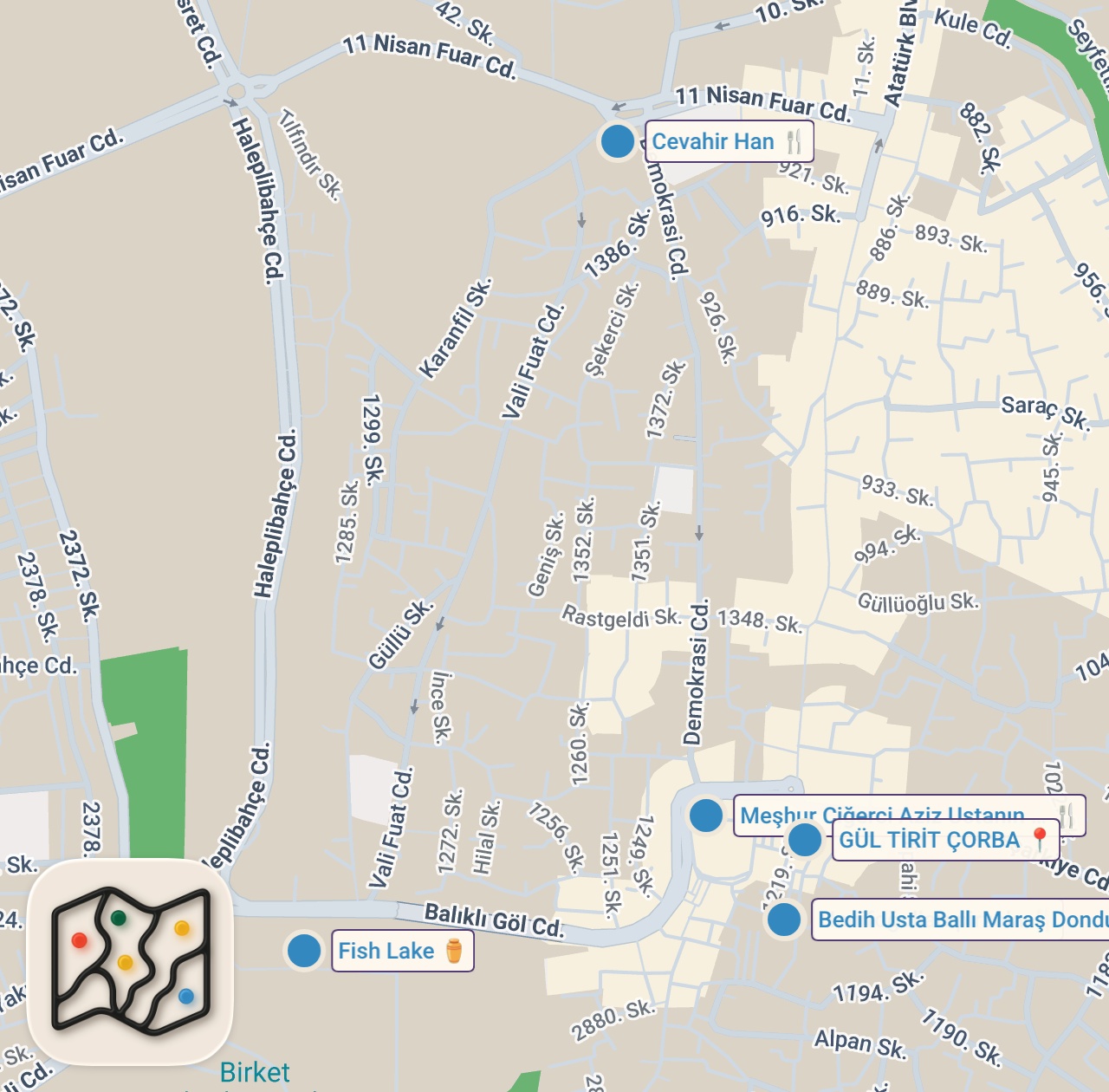 Map preview for Street food in URFA, Turkey 🇹🇷 - ORGANS FOR BREAKFAST 🔥 + Street food in Şanlıurfa, TÜRKİYE