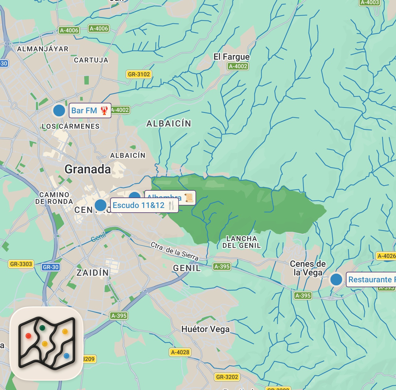 Map of 5 spots from Deniz Ürününün Zirvesi: Granada ve Almeria | Vedat Milor