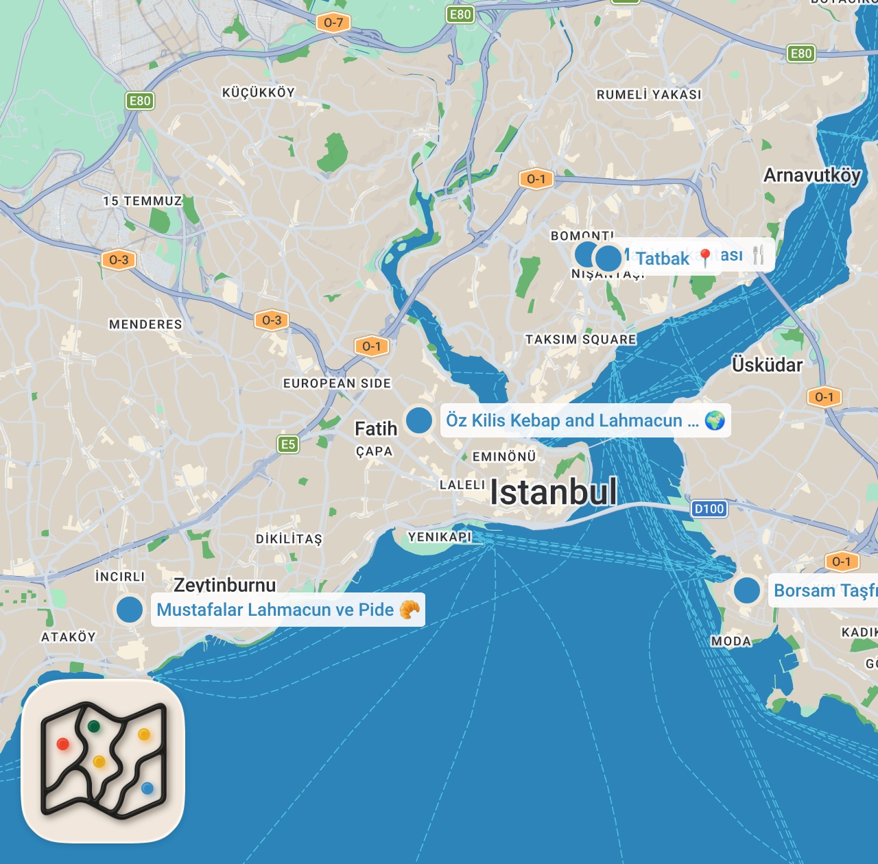 Map preview for İSTANBUL’UN EN İYİ LAHMACUNLARI! 🤩