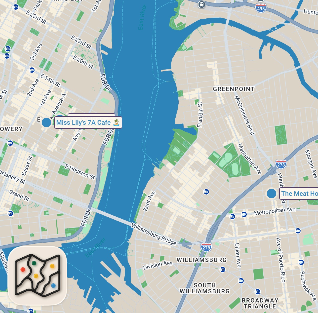Map of 3 spots from How Miss Lily's World-Famous Jerk Chicken Became an NYC Staple — Brent Meats World