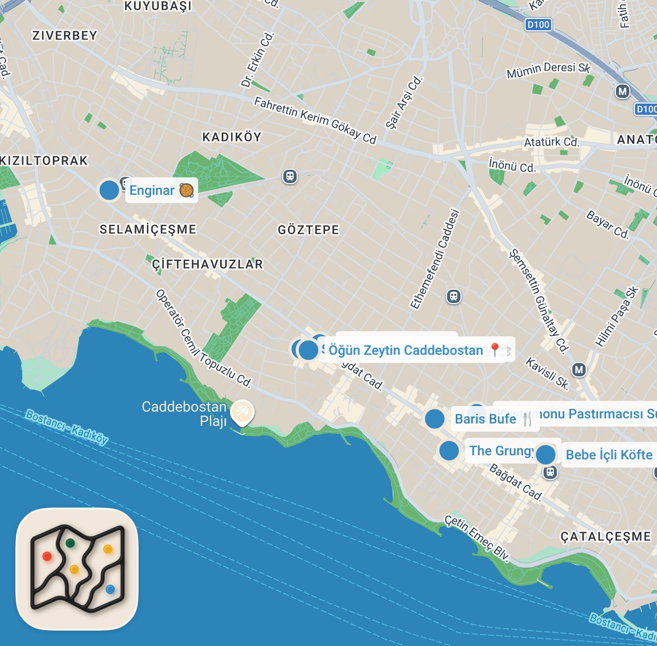 Map preview for Bağdat Caddesi'nde asla "HAYIR" diyemeyeceğiniz lezzetler!