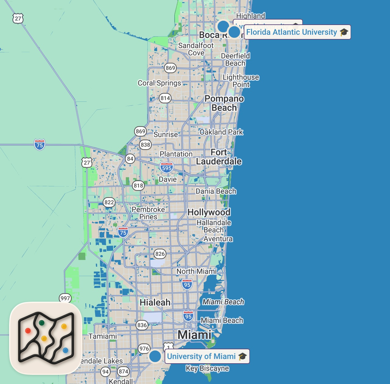 Map of 3 spots from Eating At College Campuses For 24 Hours...(WE SNUCK IN)