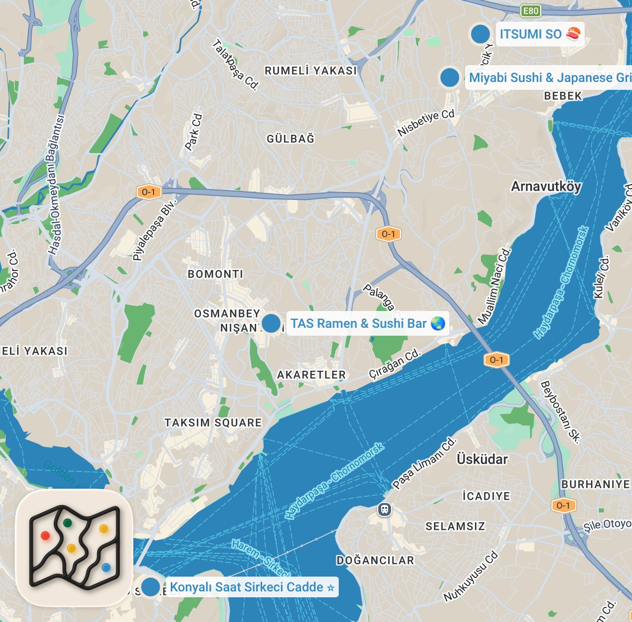 Map preview for İSTANBUL’DAKİ JAPON LEZZETLERİ 🇯🇵🍣🥢| Ramen, Gyoza, Sushi Roll, Sashimi Omakase, W/@erkkocak