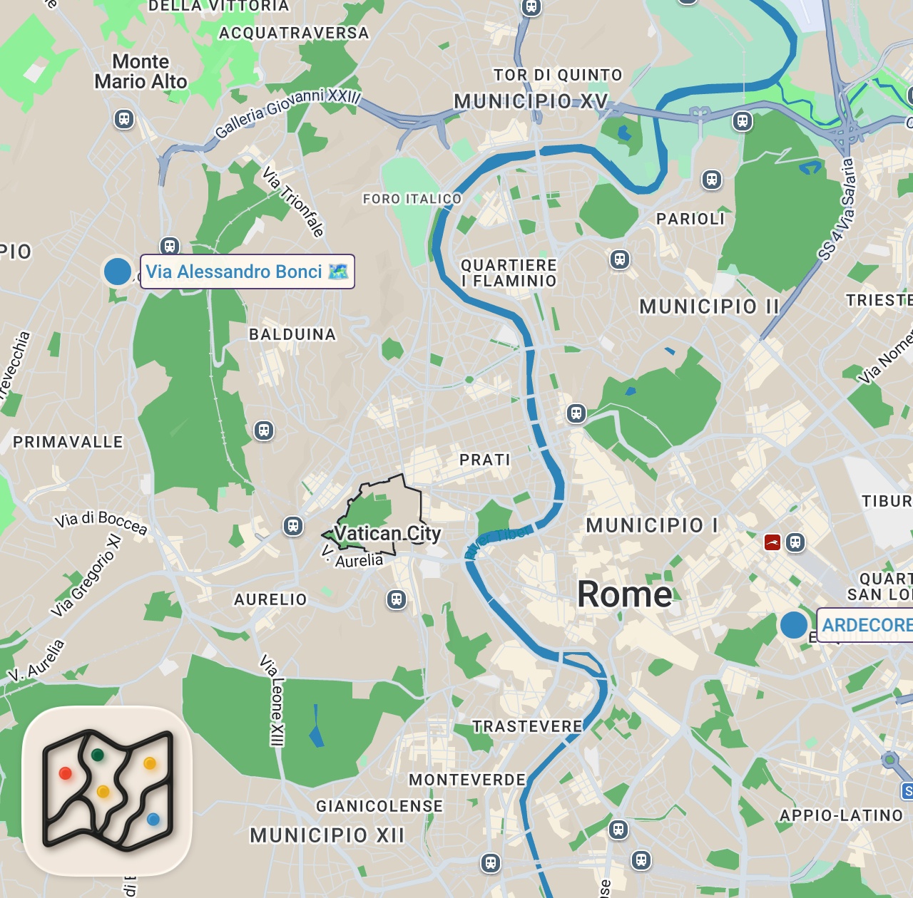 Map of 2 spots from The Best Pizza in Rome | THE PIZZA SHOW