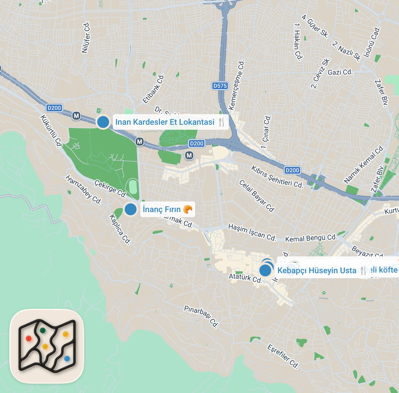 Map preview for BURSA LEZZET REHBERİ (İskender, tahanlı, cantık, süt helvası, kazandibi) - Ayaküstü Lezzetler