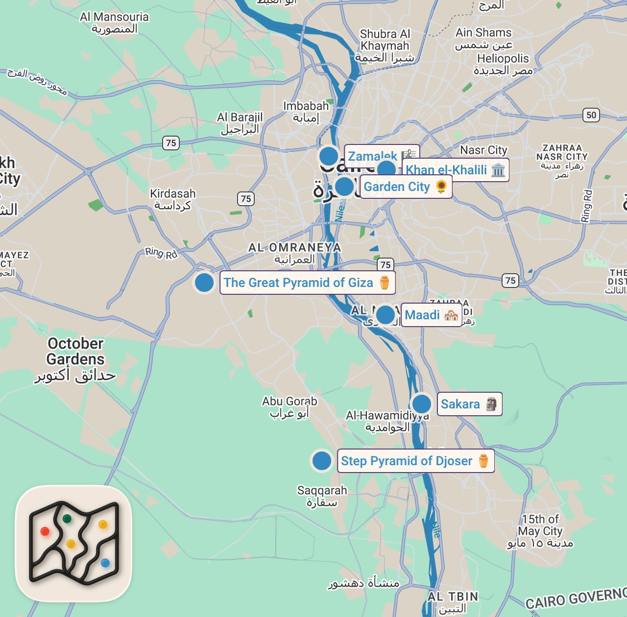 Map of 9 spots from She has lived in EGYPT for 3 years, here is her STORY