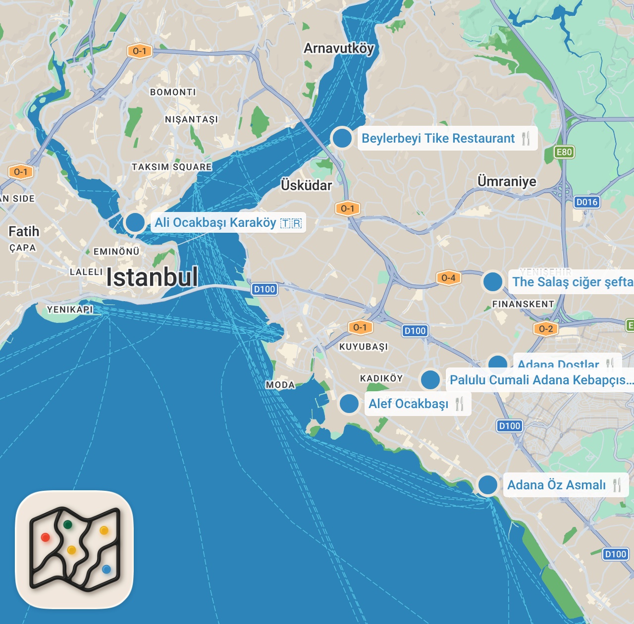 Map preview for İSTANBUL'UN EN İYİ KEBAPLARI (Anadolu yakasından 7 farklı kebapçı) - Ayaküstü Lezzetler