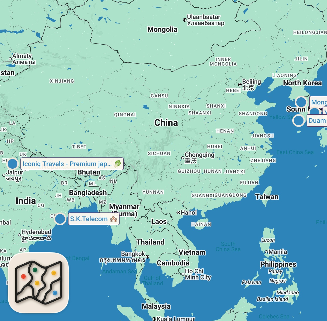 Map of 5 spots from Extra Crispy Fried Chicken!! 🍗 STREET FOOD KOREA + My New Favorite Korean Food!