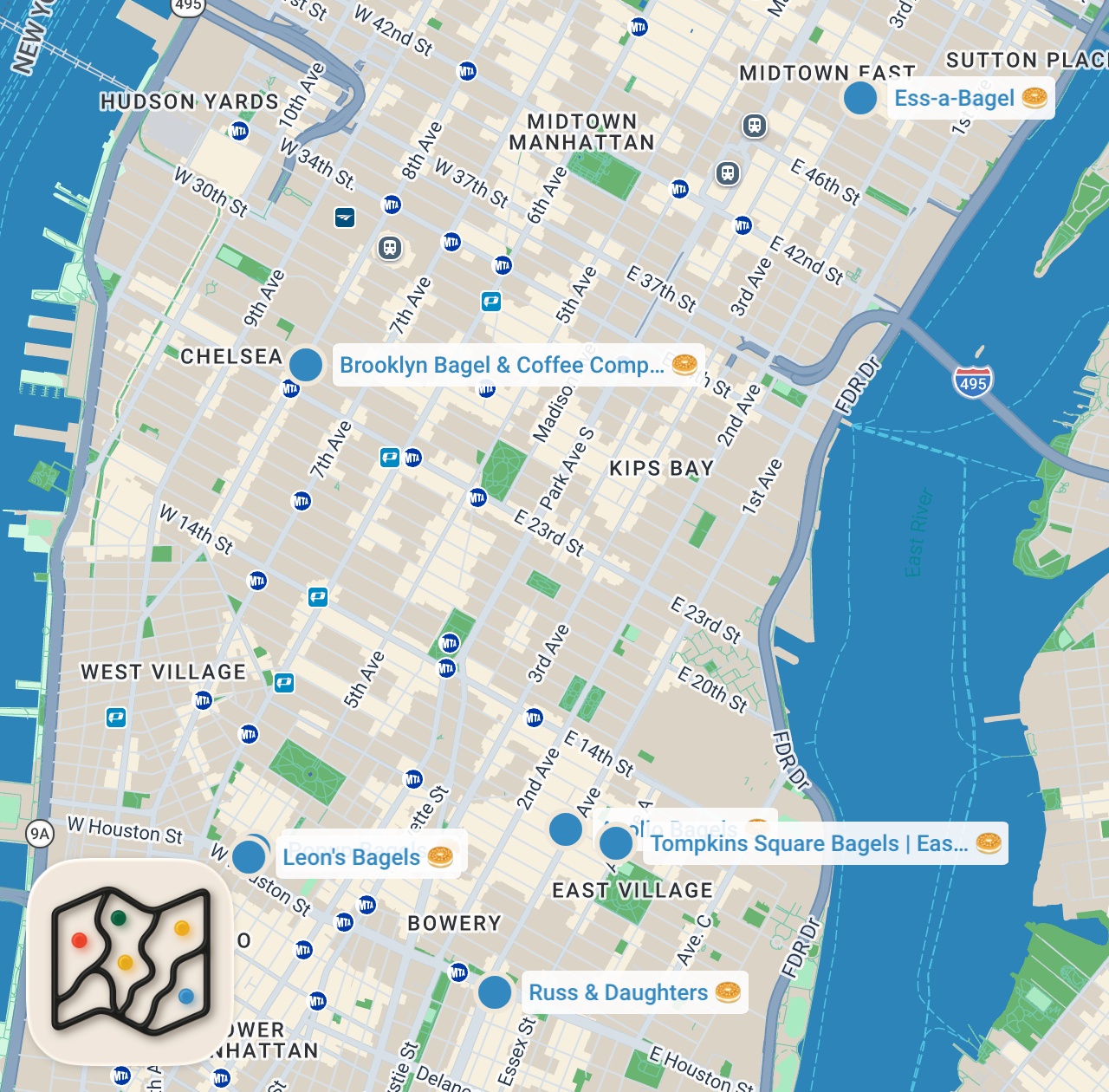 Map preview for NYC Bagel Guide: Must Visit Spots