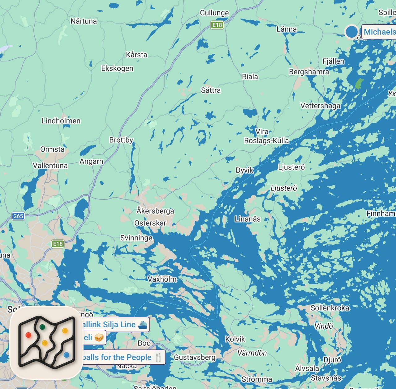 Map of 4 spots from STOCKHOLM SWEDEN FOOD TOUR - NORDIC VLOG SERIES #4