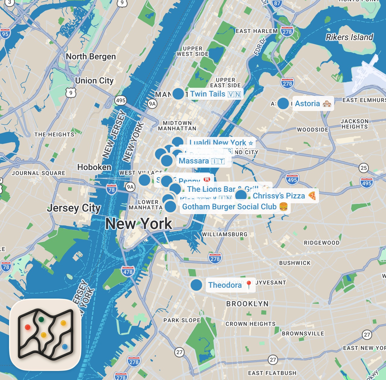 Map preview for OUR TOP 15 NEW NYC RESTAURANTS OF 2024! #nyc #newyorkcity #sistersnacking