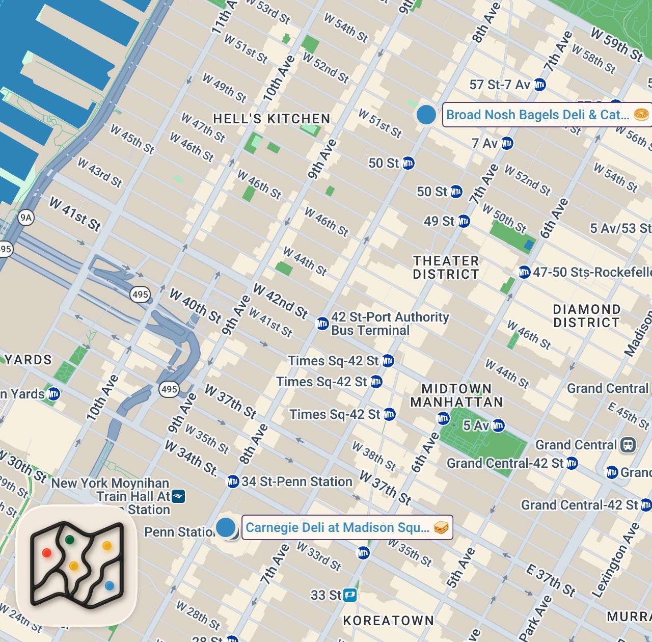 Map preview for BETTER THAN KATZ'S? Trying CARNEGIE DELI at BROAD NOSH!