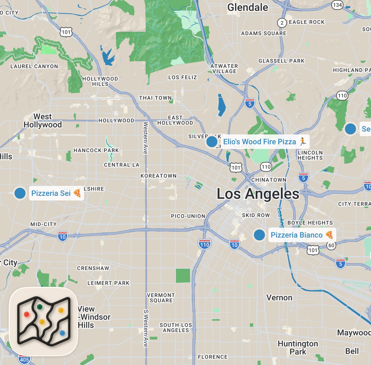 Map preview for Finding The Best Pizza In Los Angeles | Food Tours | Insider Food