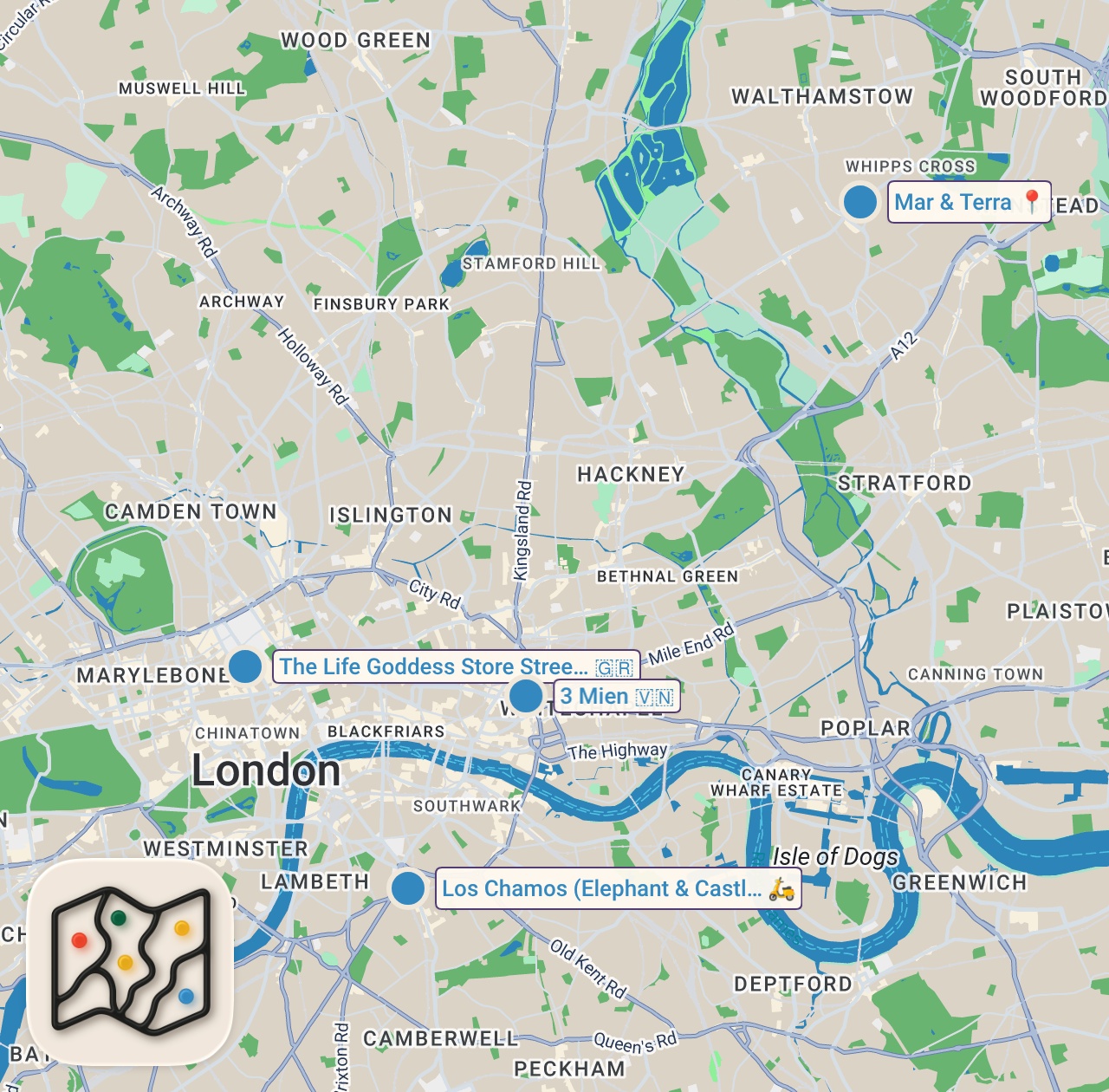 Map of 4 spots from I Tried Restaurants That Deserve to Be Famous