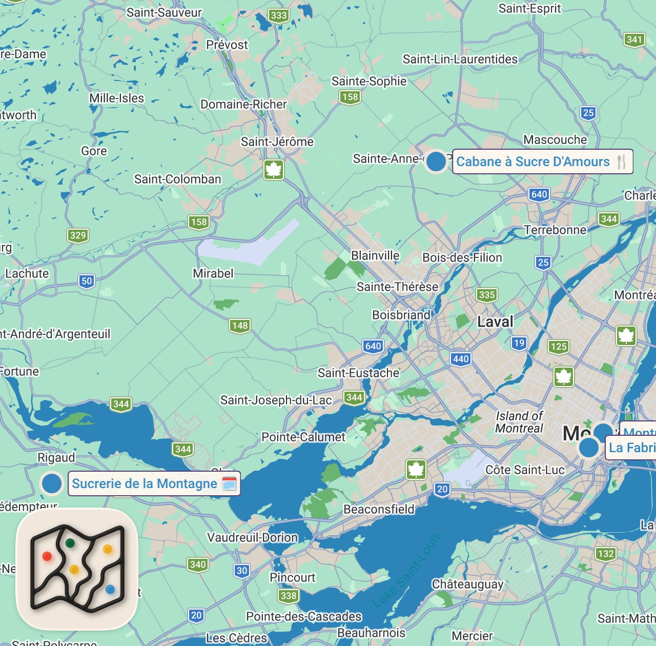 Map preview for La générosité des plats canadiens, Montréal, Canada 🇨🇦