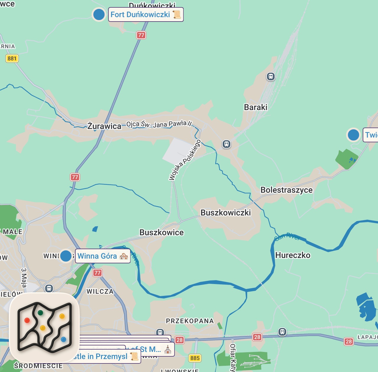 Map of 10 spots from KONIEC TYCH BZDUR! Nie wiedziałem, że Przemyśl tak wygląda