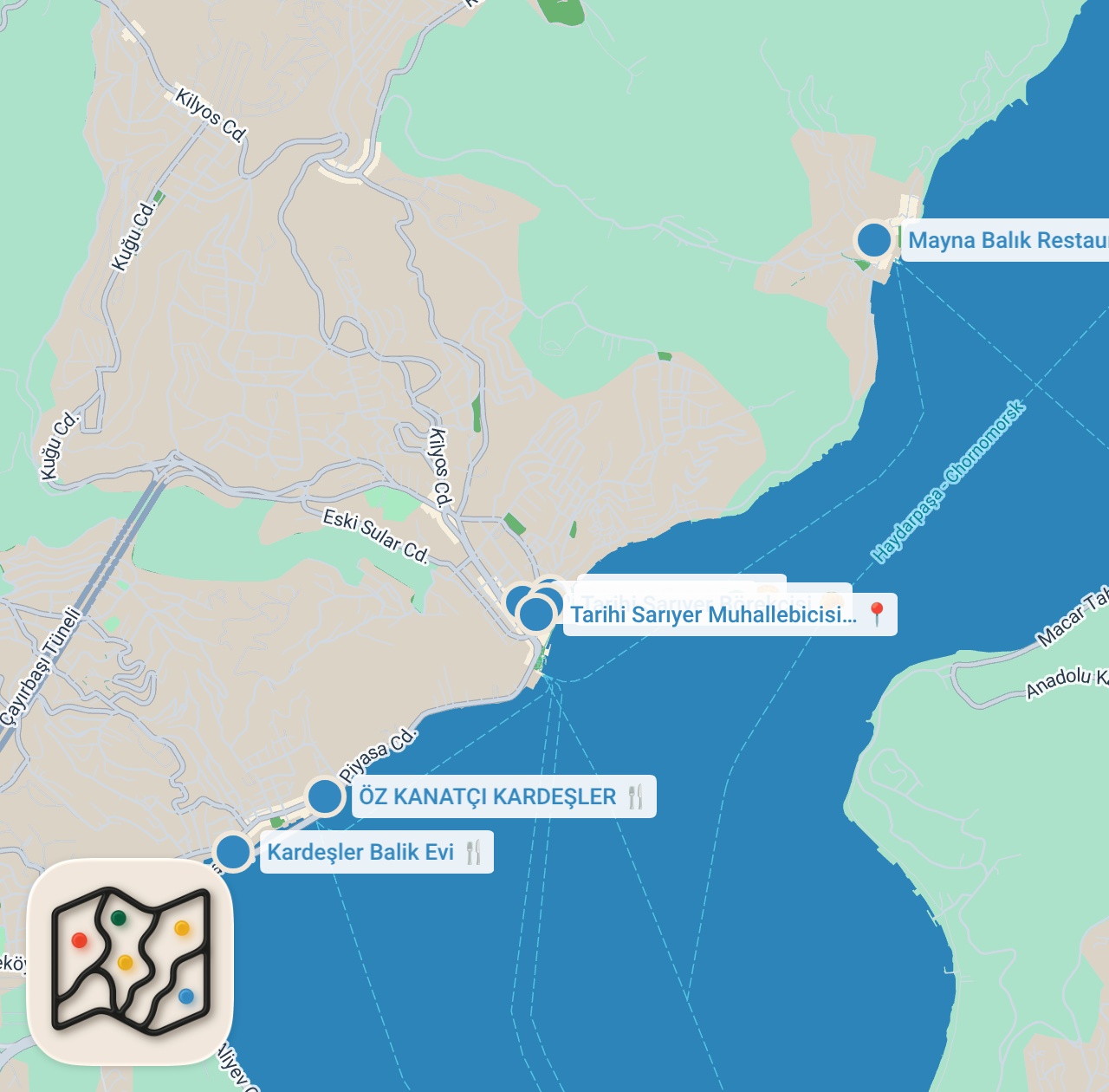 Map preview for Arda Türkmen'le Sarıyer Lezzetleri - Ayaküstü Lezzetler