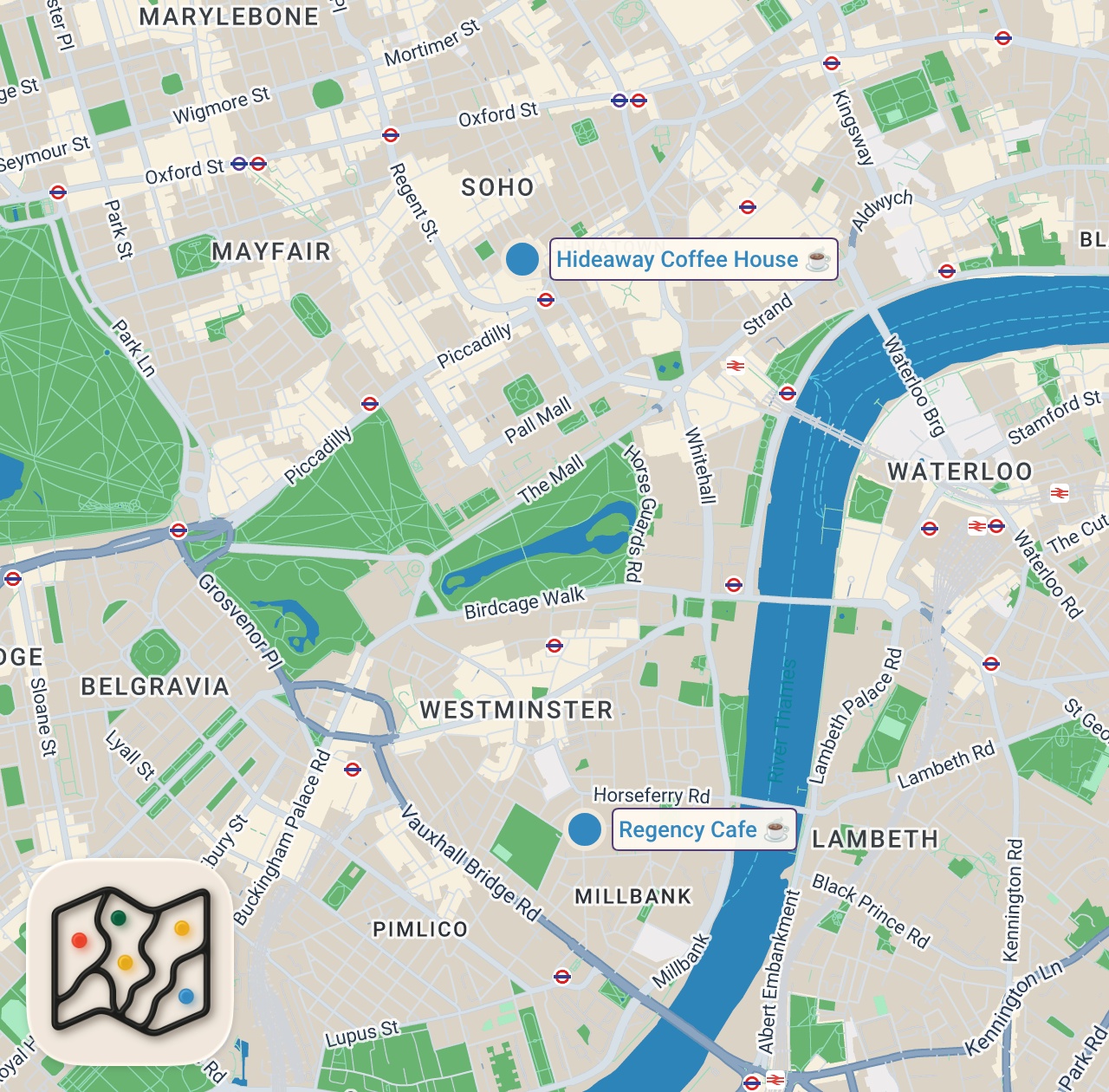 Map of 2 spots from $13 vs $243 Breakfast